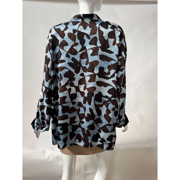 Nic+Zoe Swirling Sky Top Style F221632 Blue & Brown Abstract Print Blouse XL 100 - Picture 11 of 16